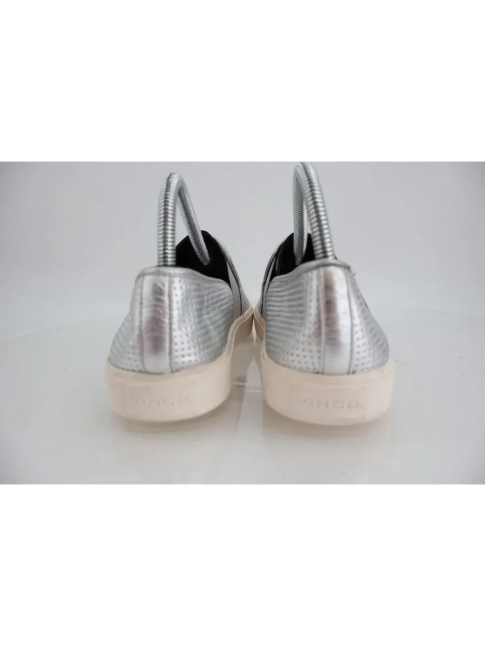 Vince Women Blair Slip On Shoes Sneakers Silver Metallic Leather Size 8 Loafer
